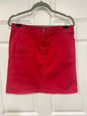 Ann Taylor Red Cotton Utility Mini Skirt